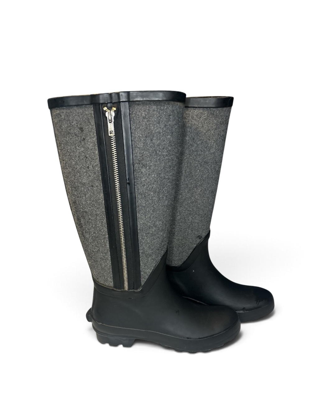 Time and Tru Gray Tall Rain Boots with Side Zipper